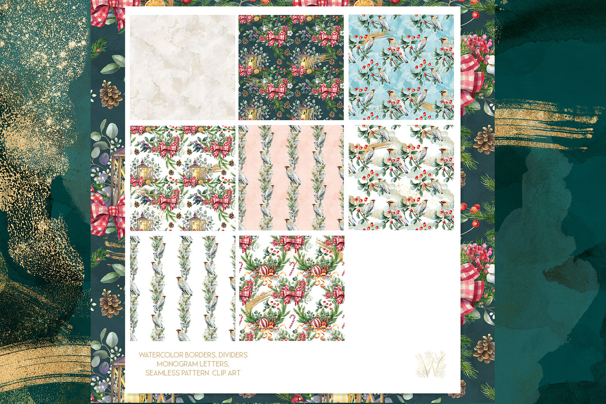 Vintage Christmas Watercolor Clipart, a Decorative Illustration by WonderWonder (Photo 7 of 8)