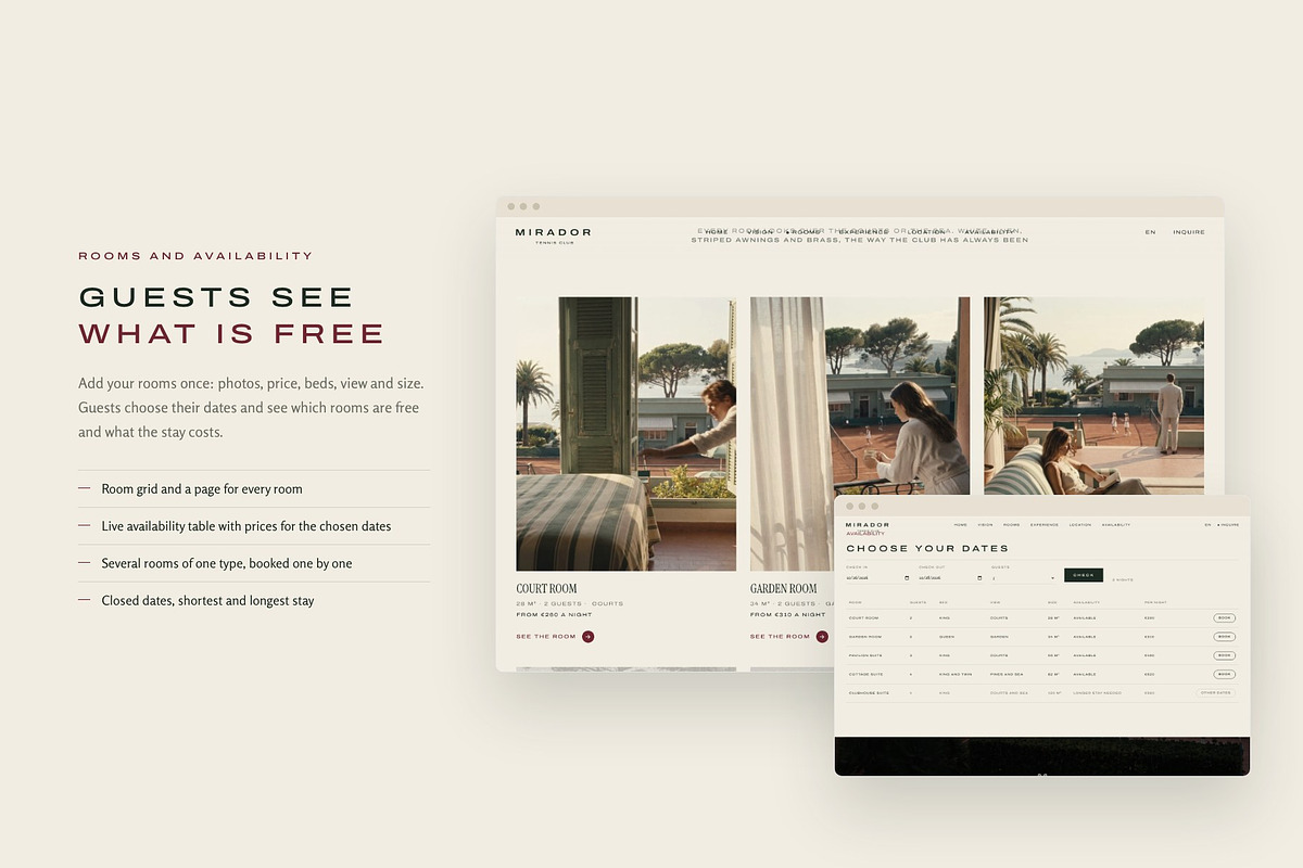 Tennis Club & Hotel Elementor Theme, a WordPress Template by Tomasz Ganclerz (Photo 10 of 21)