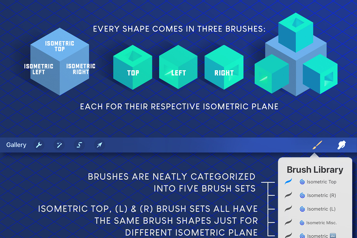 1300+ Procreate Isometric 3D Brushes, a Brush Add-On by BrushBoy (Photo 4 of 9)