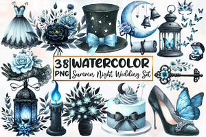 Whimsical Summer Night Wedding Set, an Illustration by Designworld