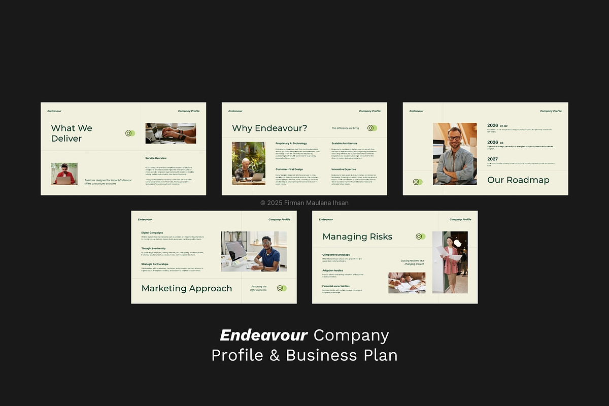 Cream Green Modern Company Profile preview 4