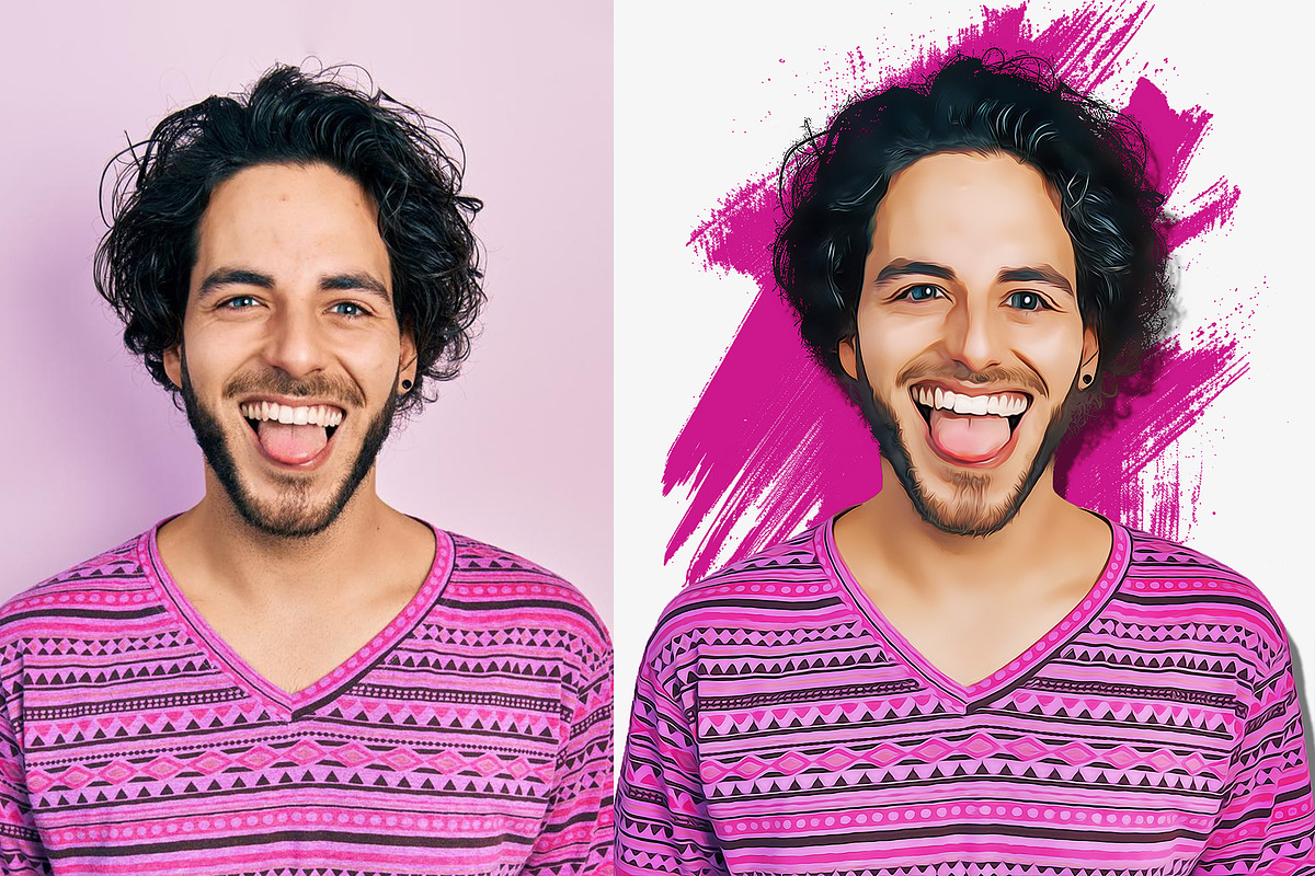 Cartoon funny face vector art effect, an Action Add-On by Shovajit (Photo 4 of 10)