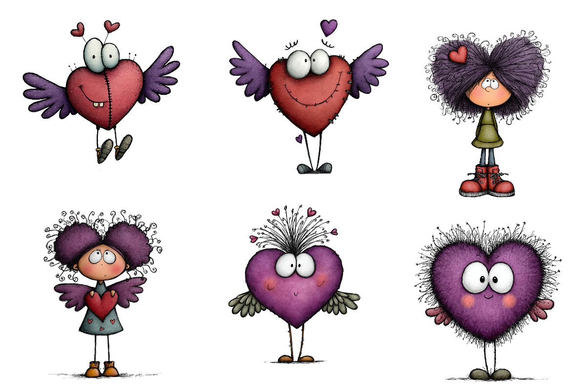 Whimsical Valentine Heart Clipart, an Illustration by CreationArt (Photo 3 of 7)