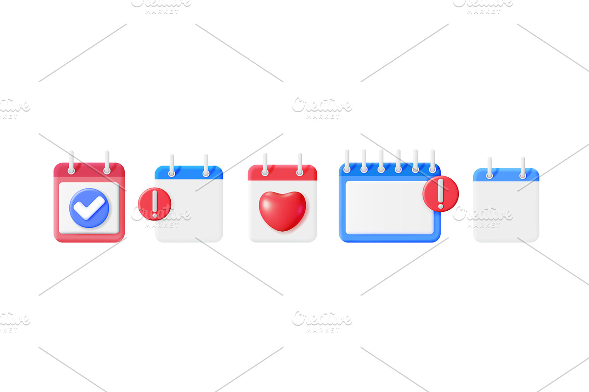 3d vector calendar icon set with, an Object Illustration by Abscent