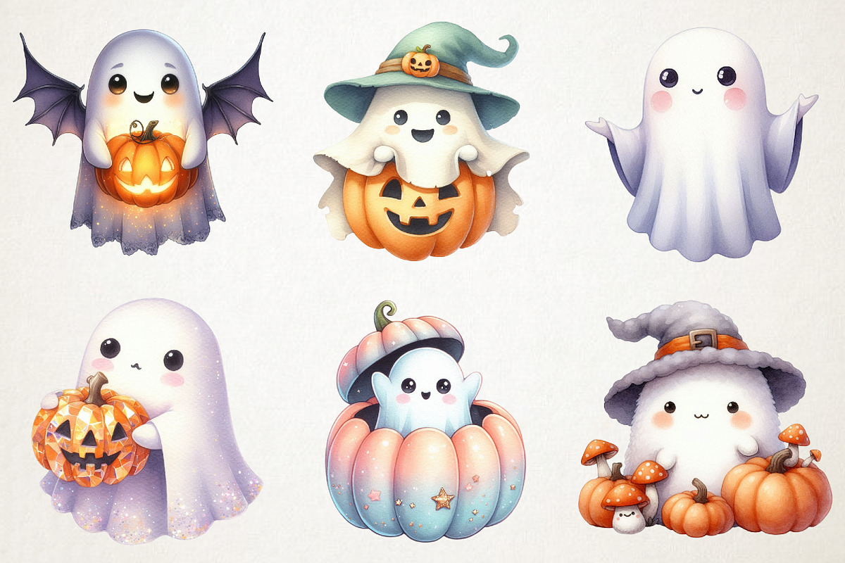 Ghost with Pumpkin Clipart, an Illustration by RobertsArt (Photo 6 of 7)