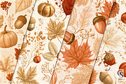 Fall Glitter Leaves & Pumpkins Paper, a Pattern Graphic by Creative Store (Thumbnail 2 of 5)