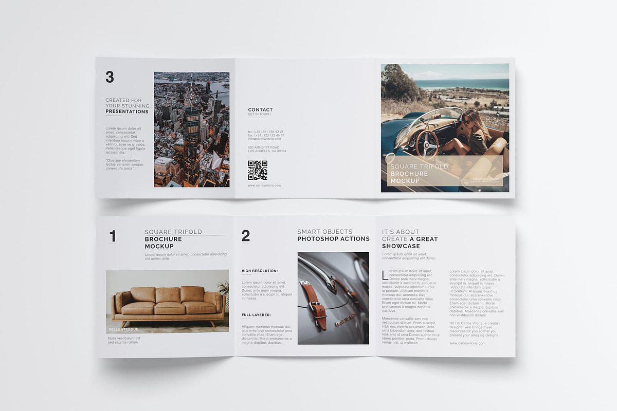 Square Trifold Brochure Mockups, a Print Template by Mockups by Carlos Viloria (Photo 13 of 23)