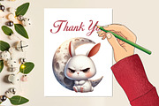 Watercolor Funny Grumpy Bunny PNG, an Illustration by CraftArtStudio (Thumbnail 5 of 5)