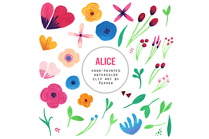 Watercolor Flower Clipart - Alice