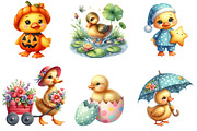 Watercolor Cute Duck Clipart, an Illustration by DreamArtGraphic (Thumbnail 3 of 5)