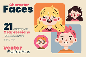 Character Faces Set, a Person Illustration by moja doodle