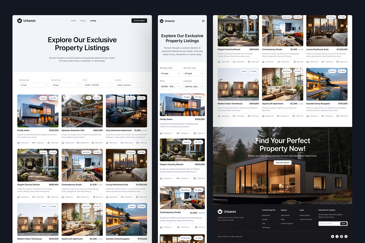 Urbanet - Real Estate Website, an UI Kit Template by peterdraw (Photo 5 of 7)