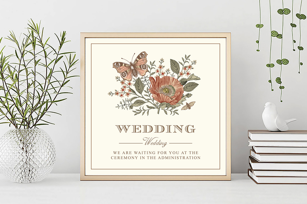 Wedding Butterflies Poppy Poppies, a Pattern Graphic by Vintage (Photo 11 of 13)