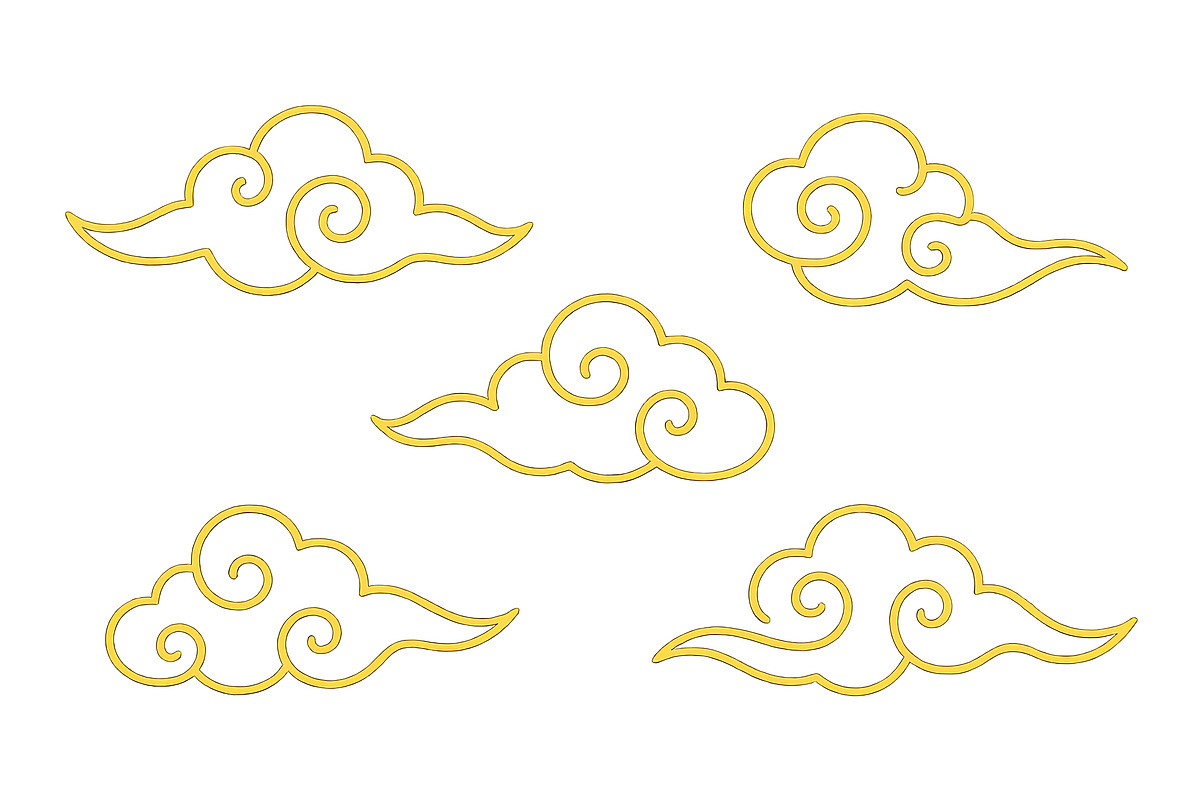 Gold swirling clouds for Mid-Autumn, an Illustration by Dvoevnore photos