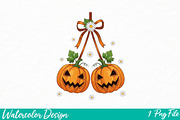 Pumpkin Cherries Fall Halloween Png, an Illustration by Watercolor design (Thumbnail 1 of 3)