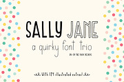 Sally Jane San Serif Font Trio, a Sans Serif Font by On the Mark Designs (Thumbnail 1 of 10)
