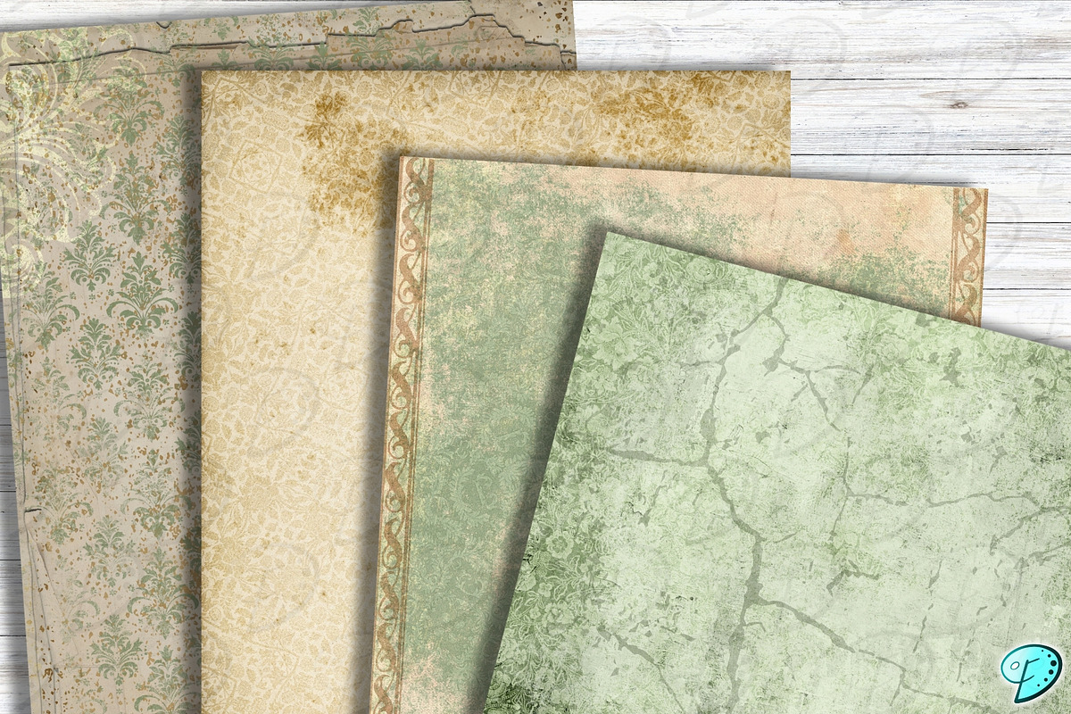 Rustic Sage Printable Papers, a Background Graphic by Emily Designs