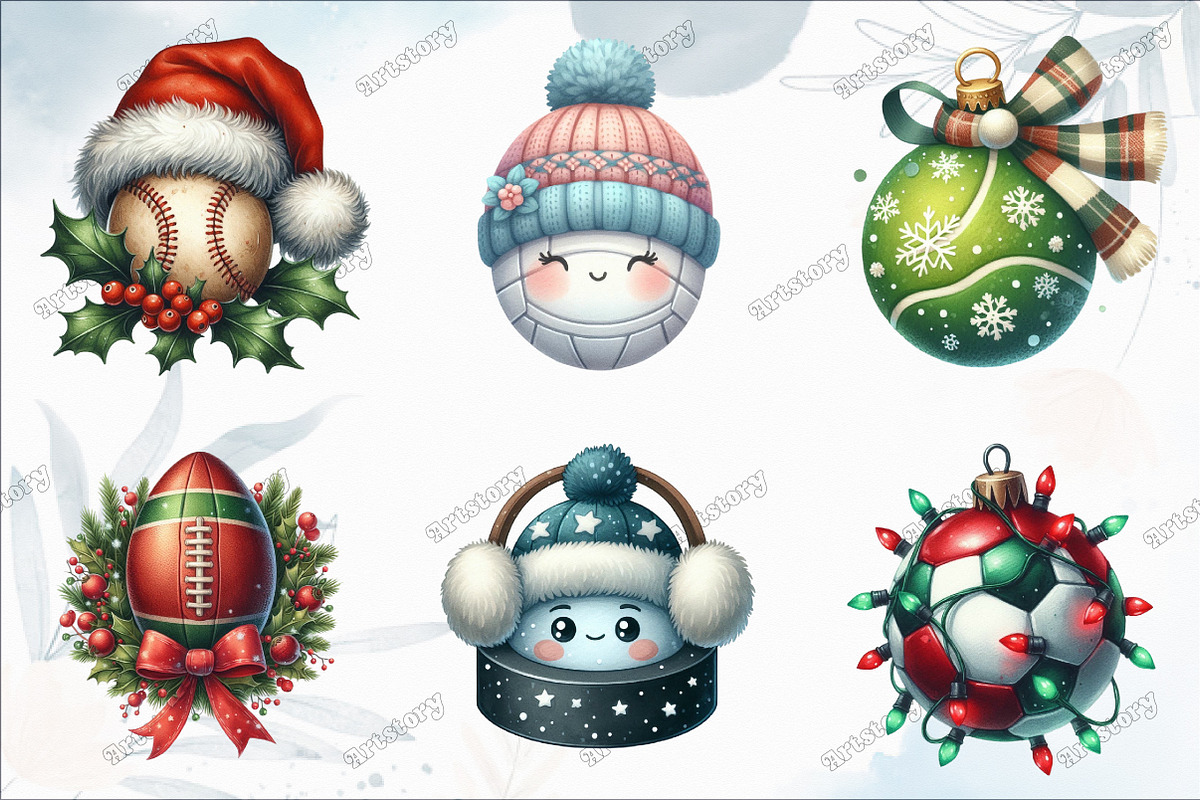 Christmas Sport Balls Sublimation, a Graphic by designcity5 (Photo 3 of 5)