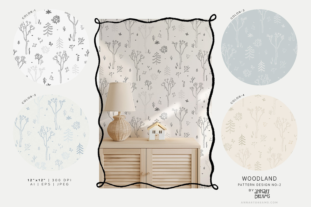 WOODLAND. Wall mural & Patterns, a Wallpaper Graphic by annartdreams (Photo 5 of 11)