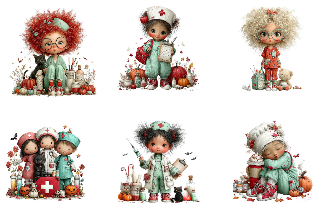 Halloween Nurse Clipart Bundle, a Seasonal Illustration by CreationArt (Photo 3 of 7)