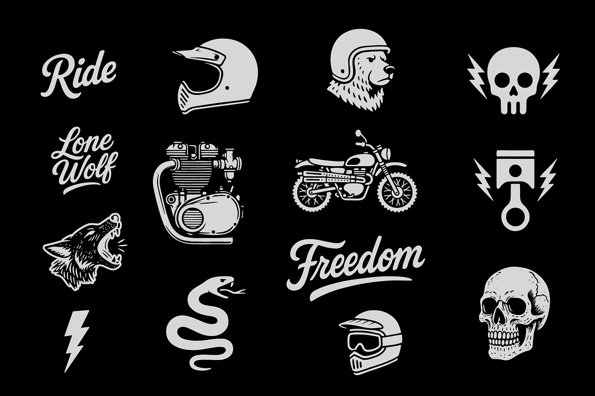 Moto - 14 retro motocycle graphics, an Object Graphic by Super Hello (Photo 2 of 4)
