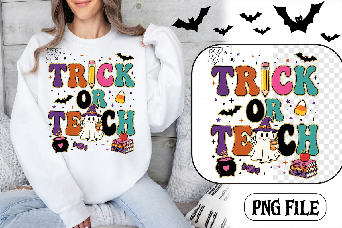 Trick Or Teach Ghost Clipart PNG, a Seasonal Illustration by CrexoraLab (Photo 1 of 4)