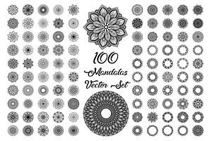 100 Mandalas Vector Set