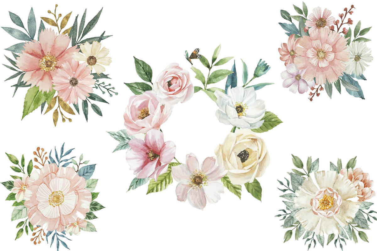 Watercolor Boho Floral Clipart, an Illustration by CreationArt (Photo 7 of 7)