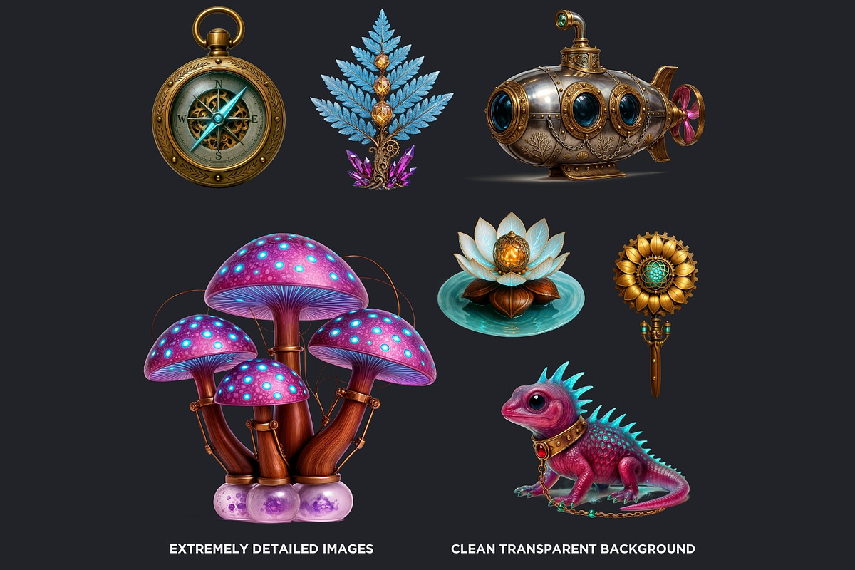 Steampunk Botanical Expedition PNG, a Decorative Illustration by ThatsDesignArt (Photo 3 of 10)