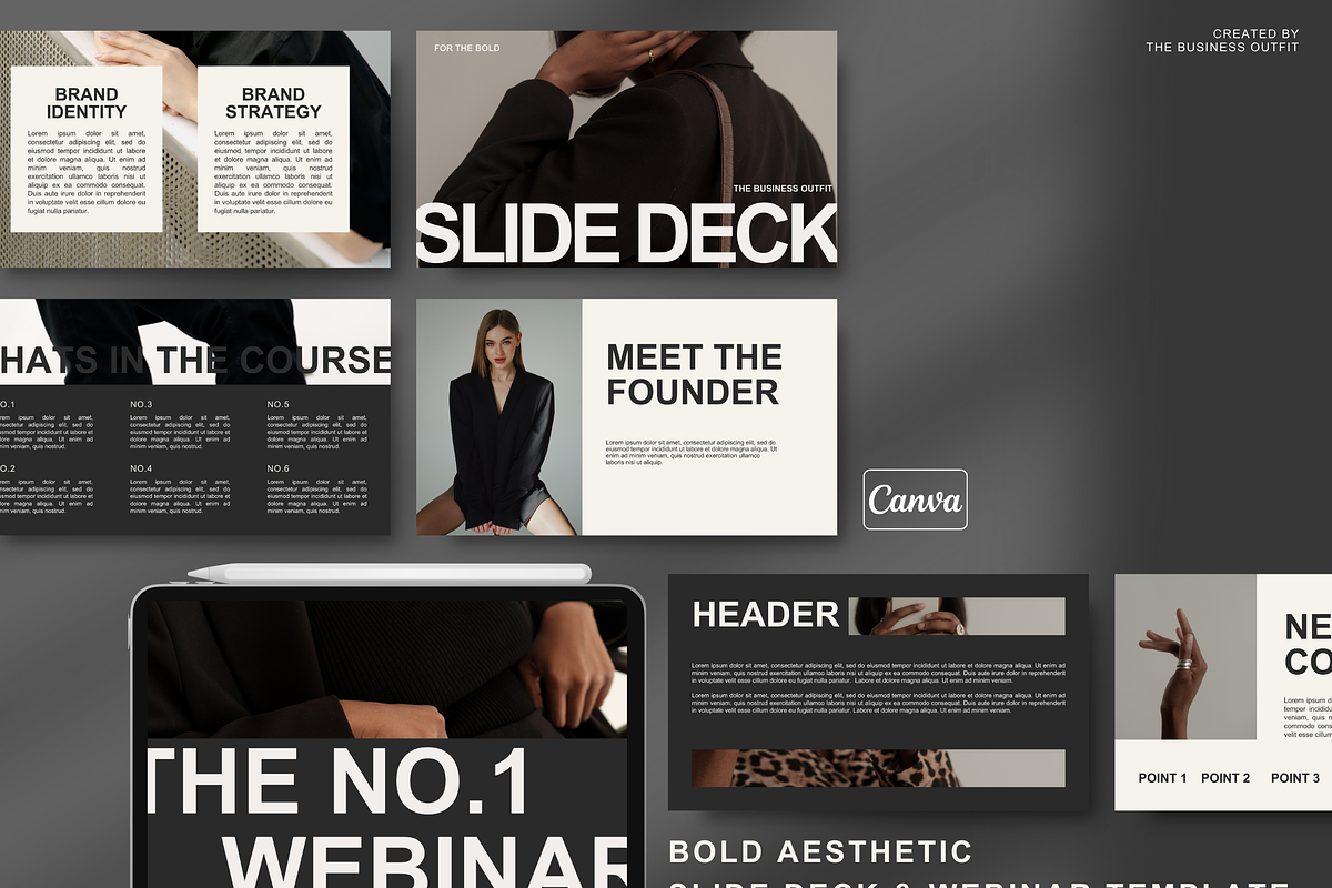 Canva: Bold Editorial Slide Deck, a Presentation Template by thebusinessoutfit (Photo 1 of 11)