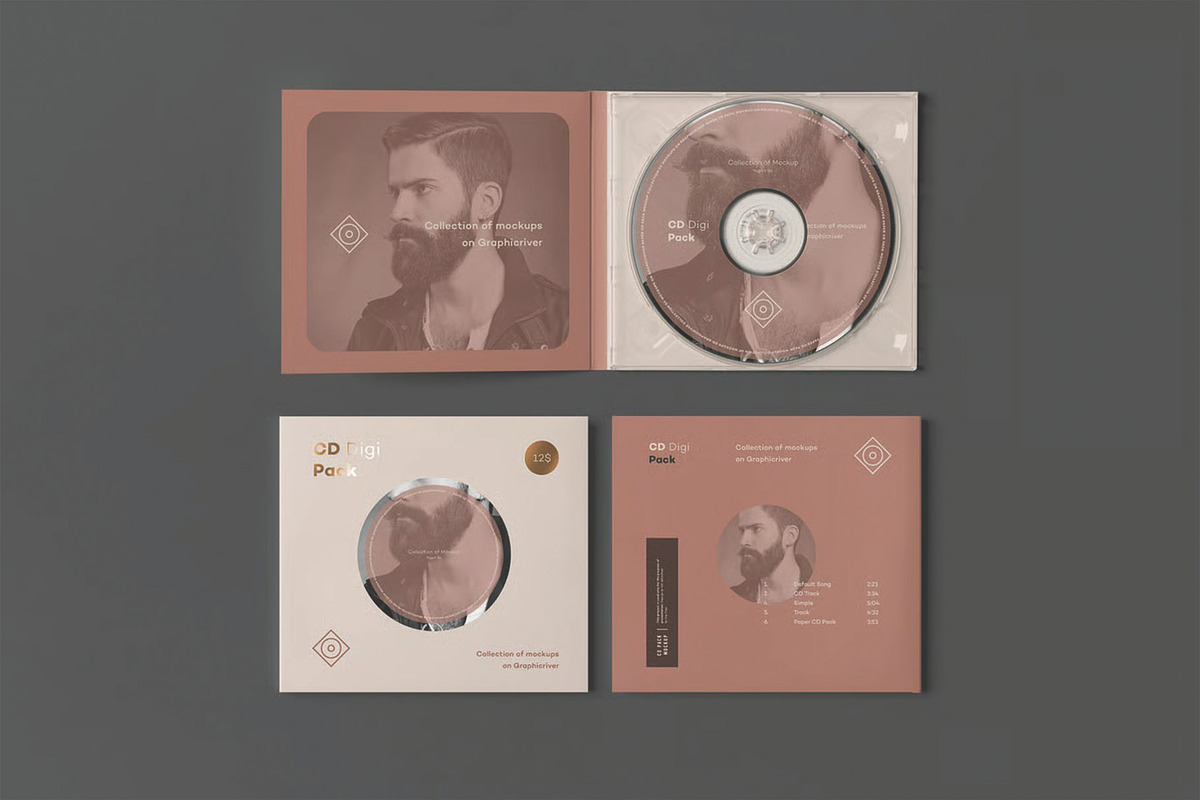 CD Digi Pack Mockup - Album Cover, an Advertising Mockup by DesignRushMarket (Photo 2 of 15)