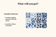 Blue on white floral patterns, a Pattern Graphic by Ninterints (Thumbnail 2 of 18)