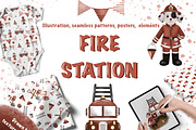 Fire station- children collection, an Animal Illustration by Linerisyart (Thumbnail 1 of 15)