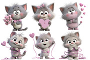 Valentine cat clipart, an Illustration by Designworld (Thumbnail 4 of 5)