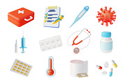 3d Medical Icons Set Health Concept, an Object 3D Model by 35lab (Thumbnail 2 of 2)