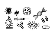 Microbiology Science Icon Set, an Illustration by designvectx (Thumbnail 2 of 3)