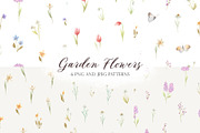 Garden Flowers. Watercolor Cliparts, a Decorative Illustration by Slastick (Thumbnail 4 of 10)