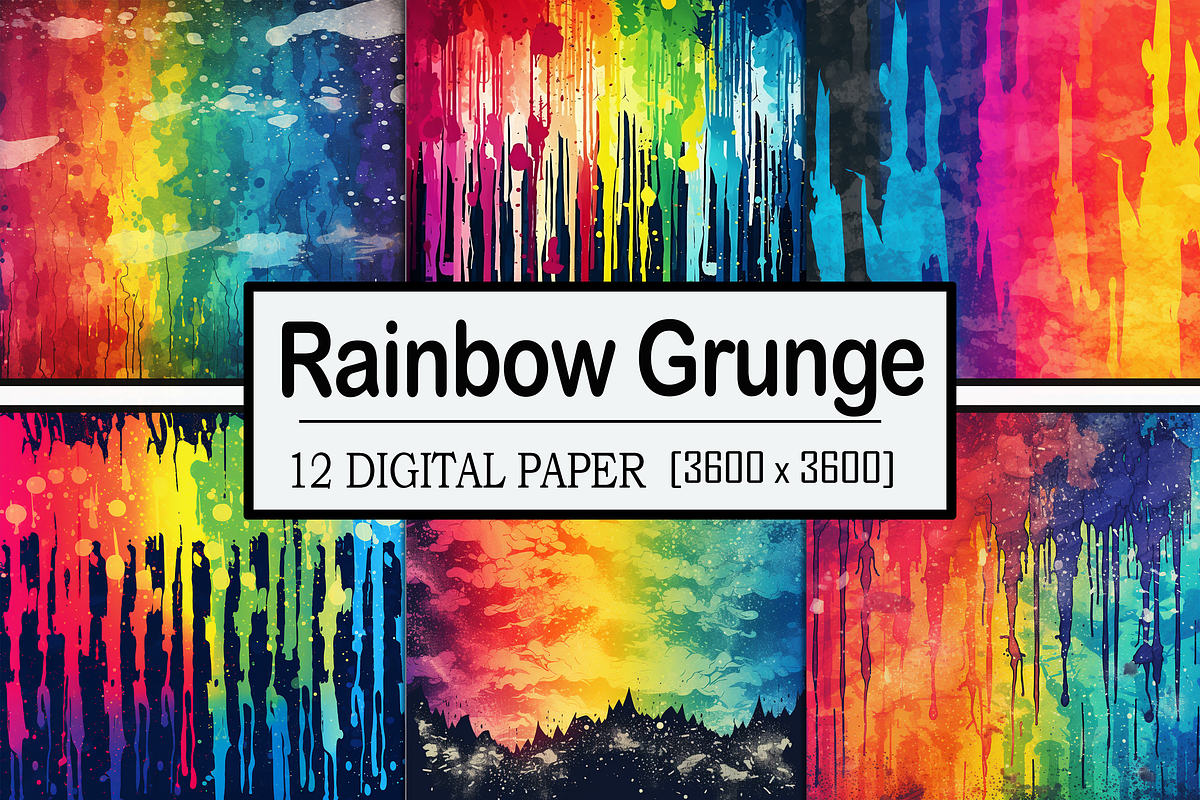 Rainbow Grunge Pattern, a Pattern Graphic by Printable Treasure (Photo 1 of 10)