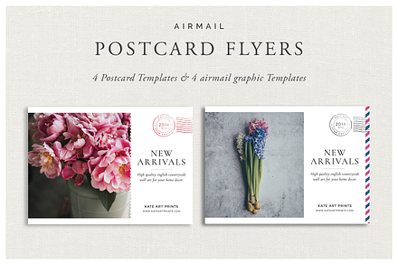 Airmail Postcard Flyers, a Flyer Template by White Box Design Studio