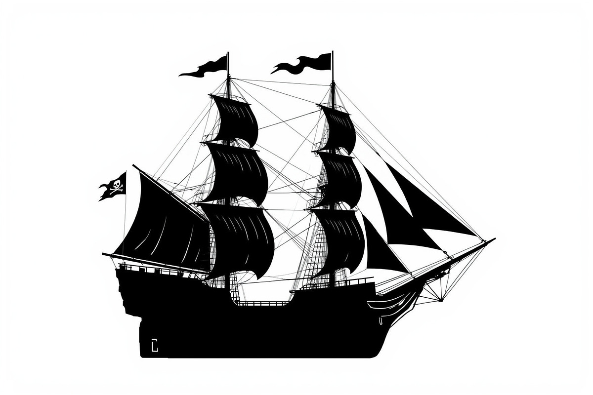 Sailboat, Cargo & Pirate Ship Bundle, an Illustration by hafijul (Photo 2 of 9)