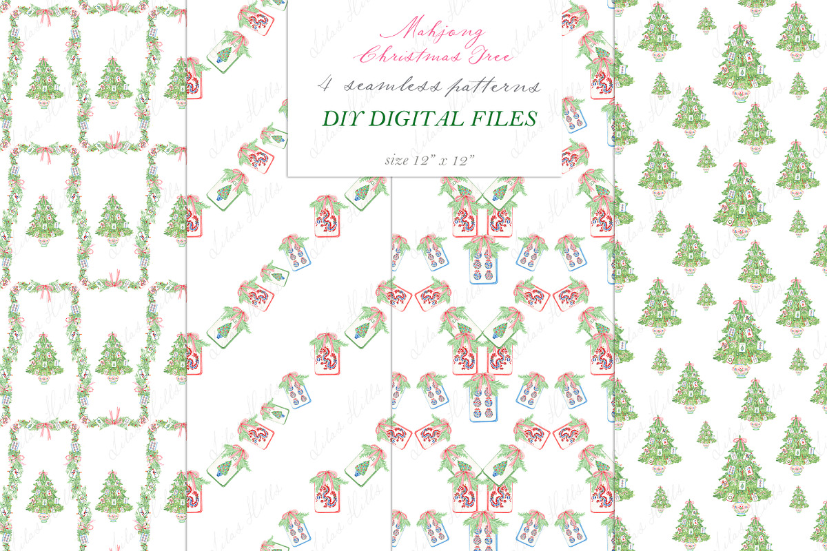 Mahjong Christmas Tree Clipart, a Decorative Illustration by LABFcreations (Photo 2 of 4)