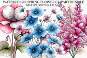 Watercolor Spring Flower Clipart PNG, an Illustration by Canvas Craft (Thumbnail 1 of 7)