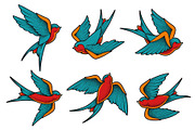 Old School Tattoo Birds, an Animal Illustration by Vecster (Thumbnail 2 of 9)