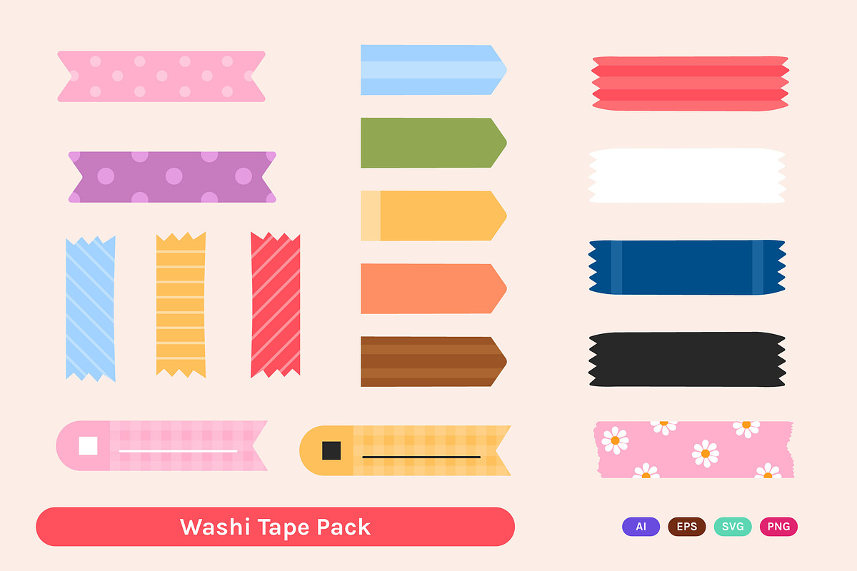 Washi Tape Element Pack, an Object Illustration by MikroType Std