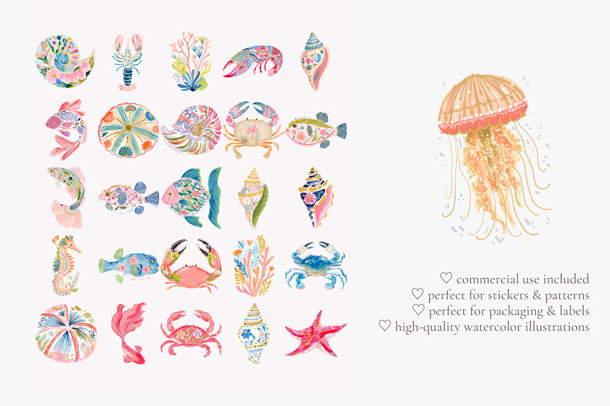 Tropical reef clipart set, a Decorative Illustration by Patishop Art (Photo 3 of 10)