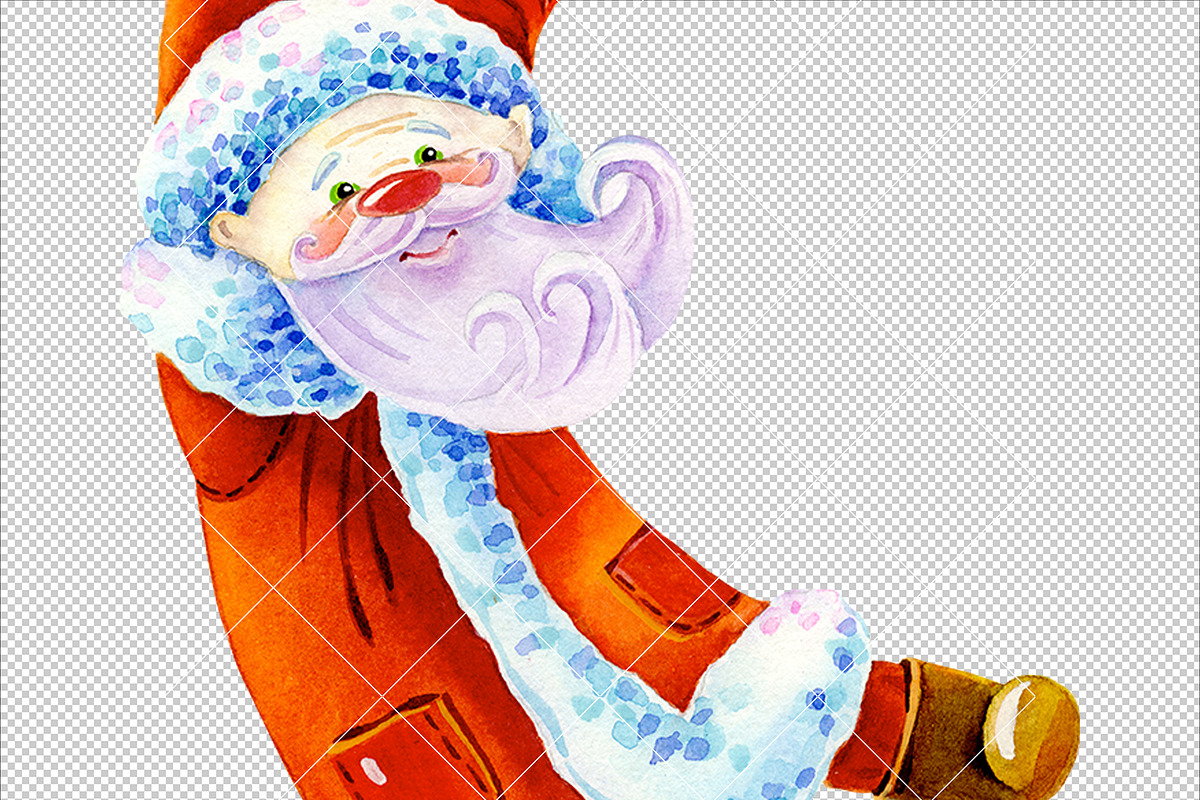 Funny Santas Clipart Watercolor, a Decorative Illustration by ElephantArts (Photo 8 of 10)