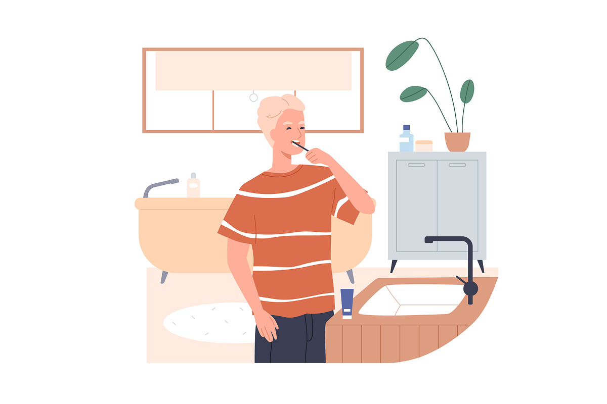 People do bathroom hygiene routine, a Person Illustration by Good Studio (Photo 5 of 13)