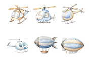 Air Transport Watercolor Clipart PNG, a Decorative Illustration by Coral Beauty (Thumbnail 6 of 12)