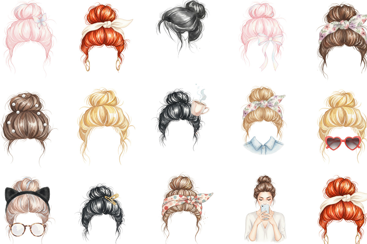 Messy Bun Clip-art, an Illustration by Designking (Photo 2 of 5)