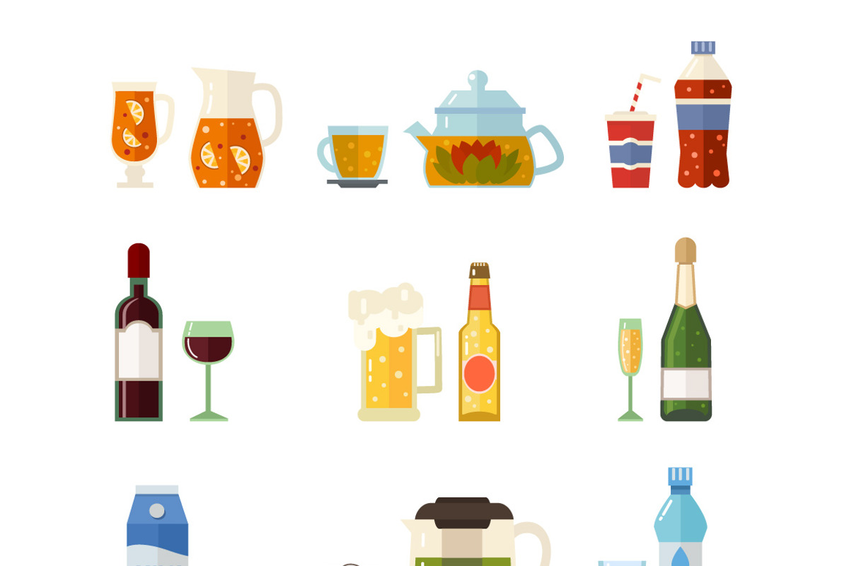 Alcoholic, non-alcoholic drinks set, a Graphic by Mallinka (Photo 2 of 3)